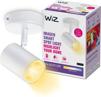 Wiz Deckenleuchte imageo – Aufbaustrahler – 1 Strahler – warmes bis kühles weißes Licht – intelligente LED-Beleuchtung – Gu10-Fassung – 1x 5 W – Weiß – WLAN