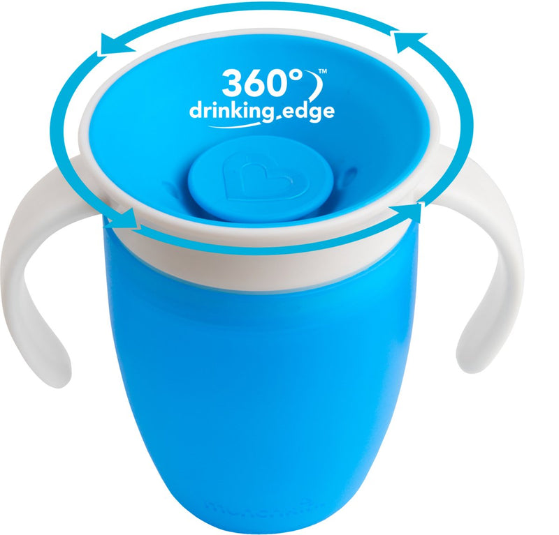 Munchkin Miracle Anti-Leck 360° Trinkbecher – Trainerbecher – Übungsbecher für Baby und Kind – 207 ml – Blau
