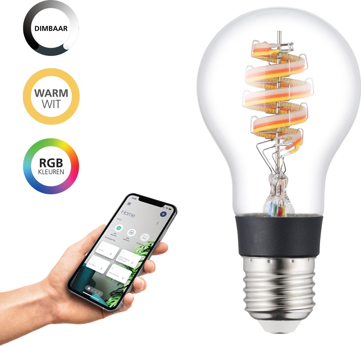 Eglo connect.z intelligente LED-Lampe – E27 – ø 6 cm – klar – einstellbares RGB-Licht – 3000 K – dimmbar – Zigbee