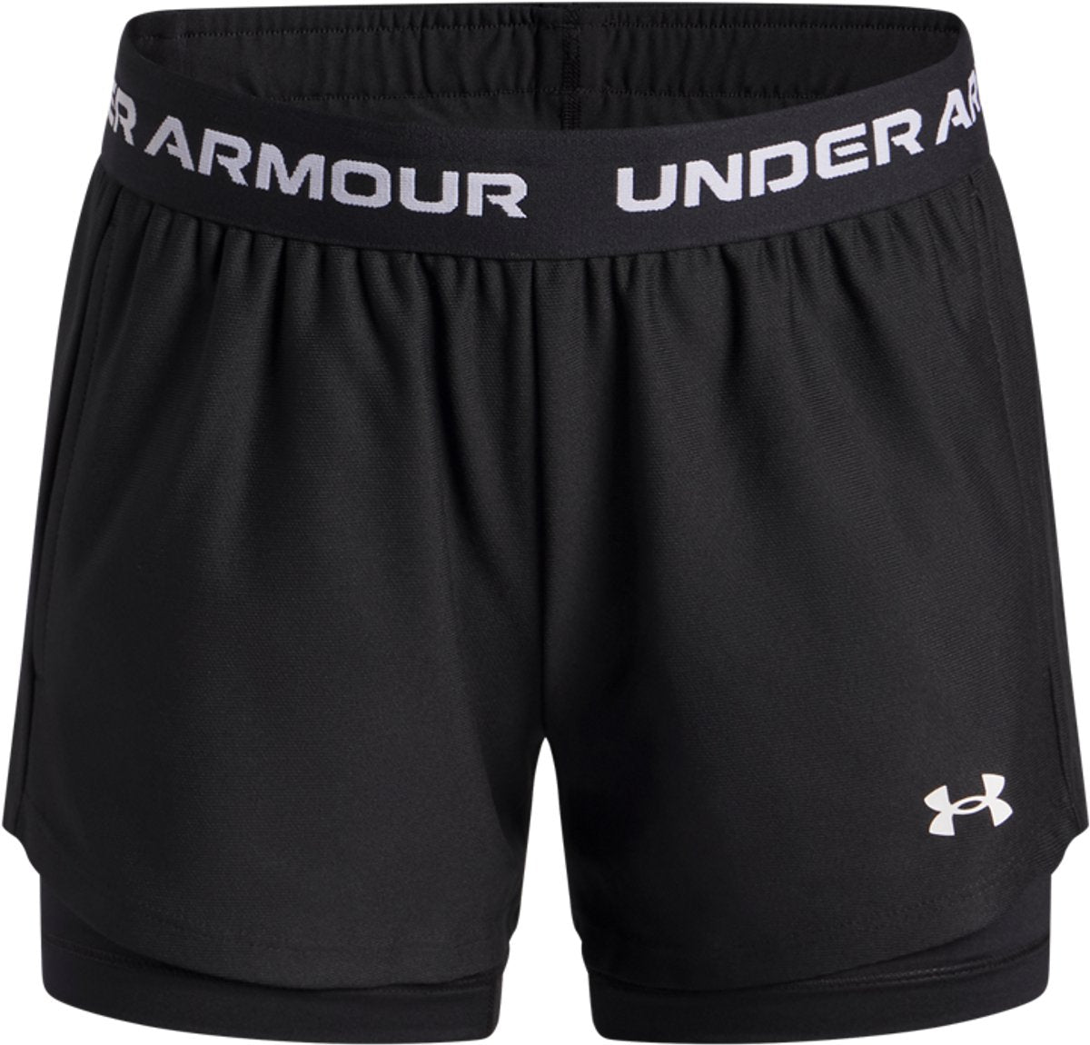 Under Armour ua Tech Play Up 2n1 kurze Unisex-Sporthose – Schwarz – Weiß