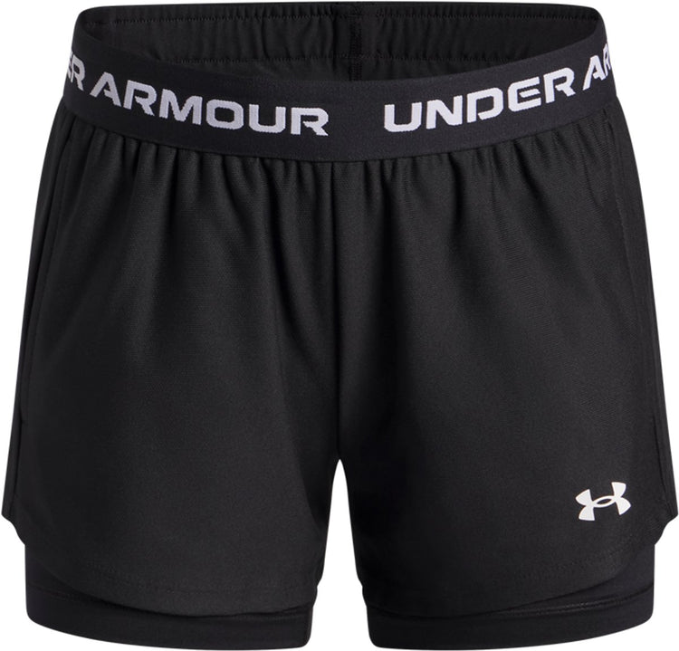 Under Armour ua Tech Play Up 2n1 kurze Unisex-Sporthose – Schwarz – Weiß