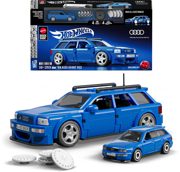 Mattel Brick Shop Hot Wheels Speed Series – Audi Avant RS2 '94 – Konstruktionsspielzeug – 252 Teile