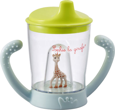 Sophie die Giraffe Tasse – Trinkbecher für Kinder – auslaufsicher – Anti-Auslauf-Becher – ab 6 Monaten – 200 ml – in weißer Geschenkbox – blaugrün