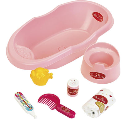 Klein Toys Princess Baby Coralie Puppenpflege – Puppenbad 41 cm – inkl. Zubehör – mit Topf – rosa