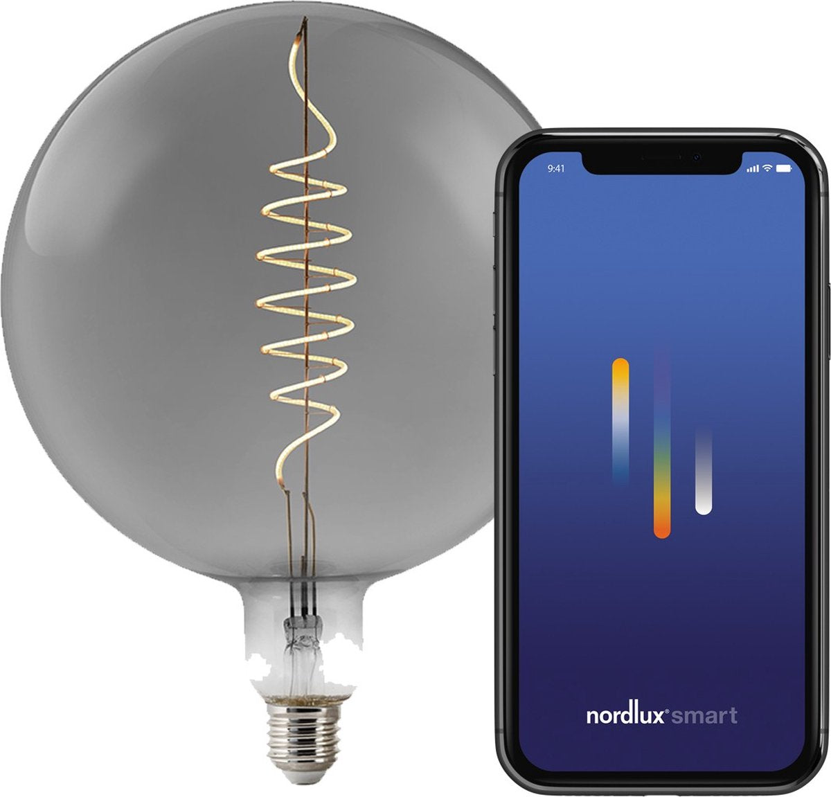 Nordlux G200-Lichtquelle-Smart-Deco-Filament-Spirale-E27-Rauchglas-1800K