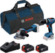 Bosch Professional 18V Toolkit – Kombinationsset – GWS 18V-8 + GSB 18V-65 + 2x GBA 18V 4,0 Ah + Gal 18V-40 Ladegerät