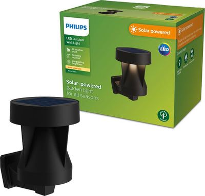Philips LED Philips Avery Wandleuchte – Solar-Außenleuchte – warmweißes Licht; 2700k - Schwarz - Solarenergie
