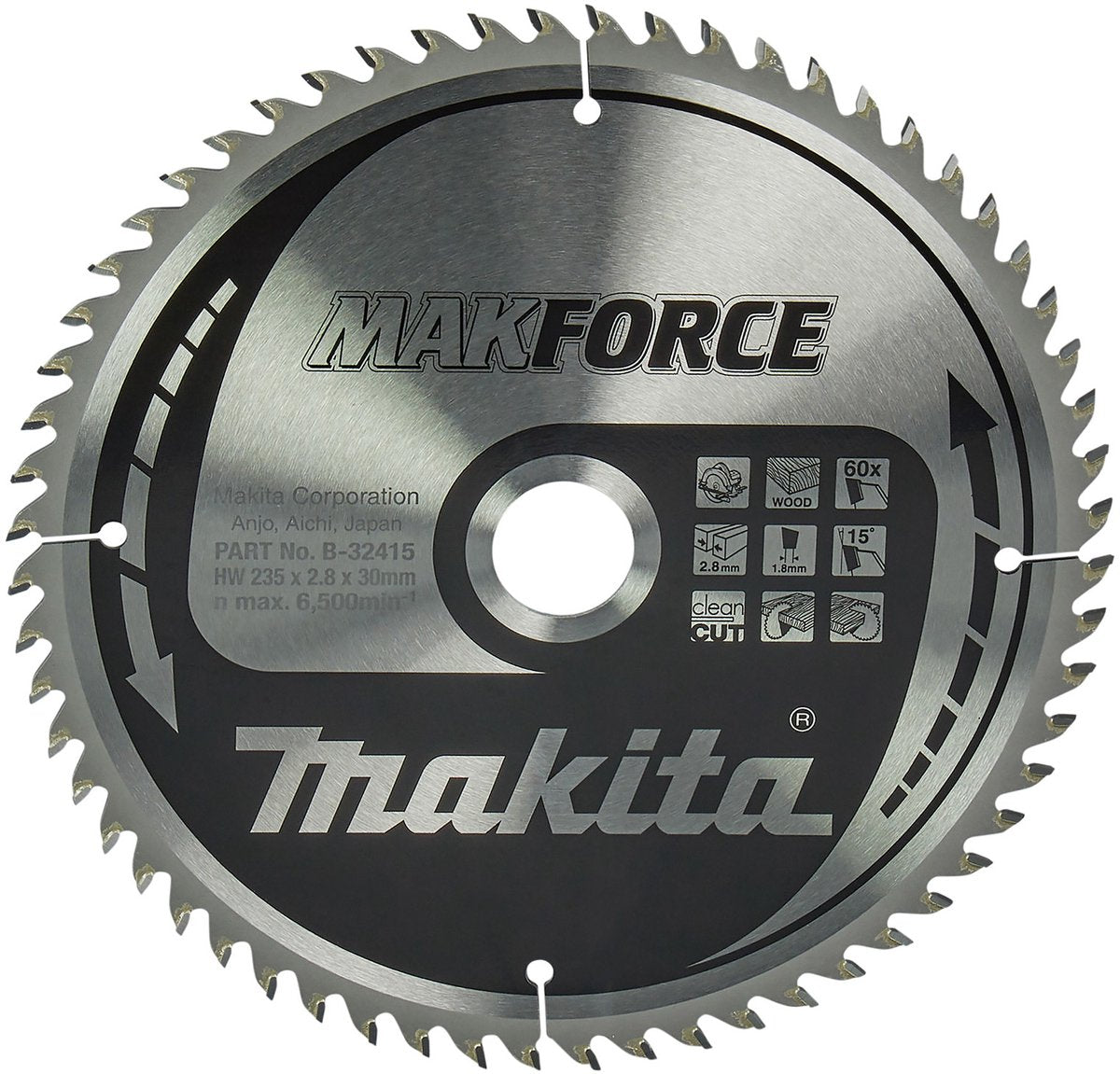Makita Zubehör Kreissägeblatt | Holz | 235x30x2,8 60t 15g - b-32415