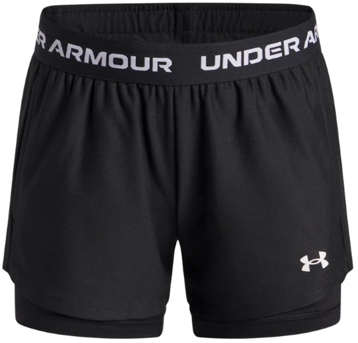 Under Armour ua Tech Play Up 2n1 kurze Unisex-Sporthose – Schwarz – Weiß