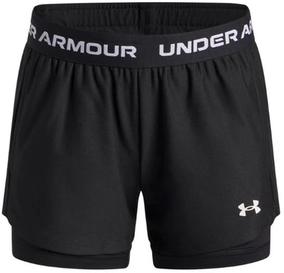 Under Armour ua Tech Play Up 2n1 kurze Unisex-Sporthose – Schwarz – Weiß