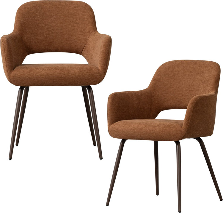 Woood Jenny Esszimmerstühle – gewebter Stoff – braun – 2er-Set