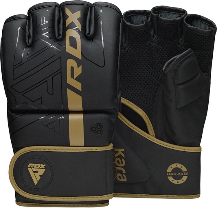 Rdx Sports – F6 Kara – Boxhandschuhe – MMA-Handschuhe – Training – Kampfsporthandschuhe – Boxen – Gold – matt – Größe M