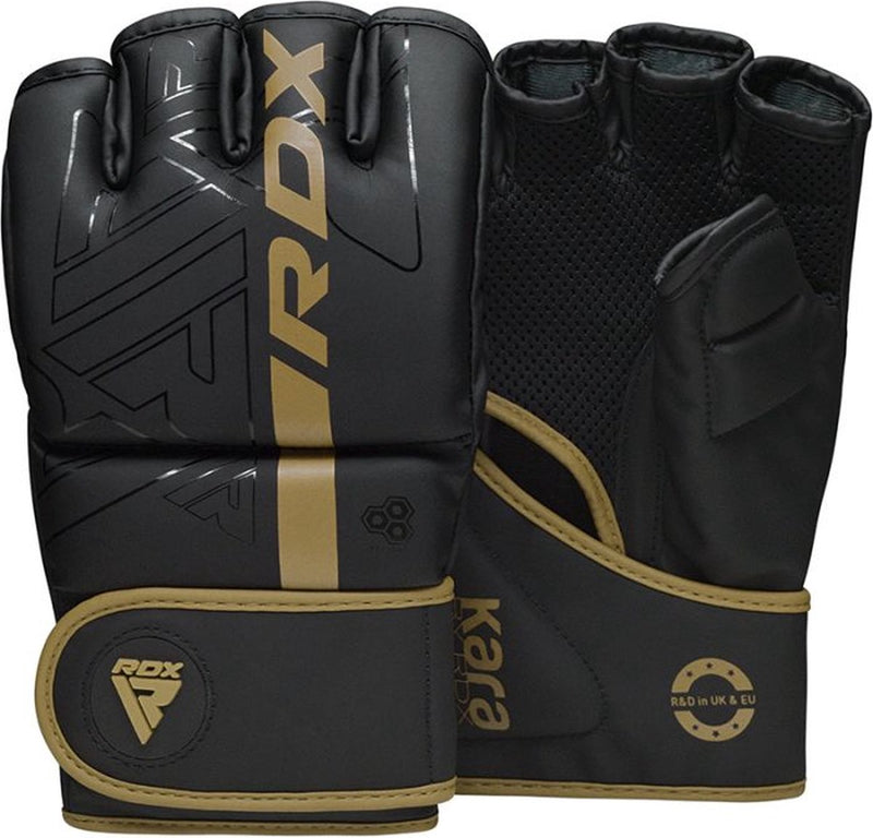 Rdx Sports – F6 Kara – Boxhandschuhe – MMA-Handschuhe – Training – Kampfsporthandschuhe – Boxen – Gold – matt – Größe M