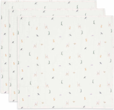 Jollein – hydrophiles Tuch klein 70 x 70 cm – Spucktücher – weiche Baumwolle – 3 Stück – Dschungel-Jambo