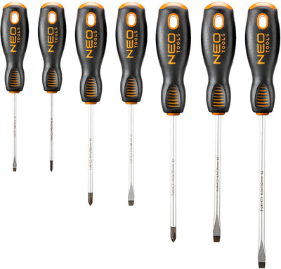 Neo-Serie – Schraubendreher-Set – Flach- und Kreuzkopf – 7-teilig – magnetische Spitze – langlebiger S2-Stahl