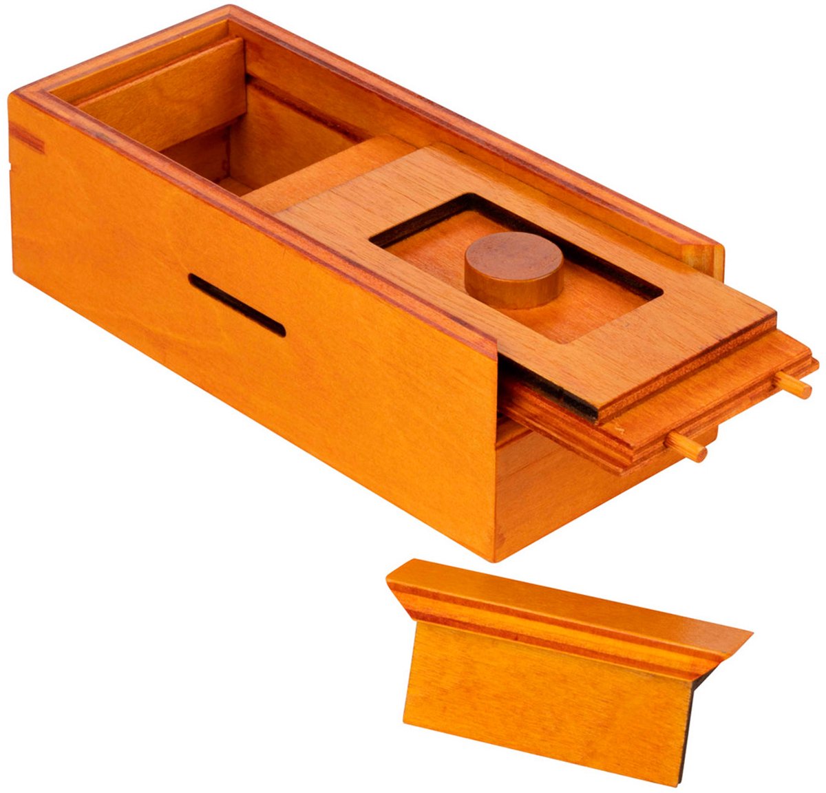 Philos Puzzle-Box aus Holz, Brainteaser, Geheimbox, Kreis, Geschenk.