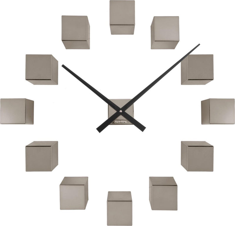Karlsson Wanduhr diy kubisch metallic – grau – 40 x 5,5 x 40 cm – Wanduhr skandinavisch