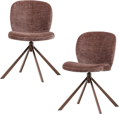 Woood Femke Esszimmerstühle – Chenille-Stoff – Braun – 2er-Set