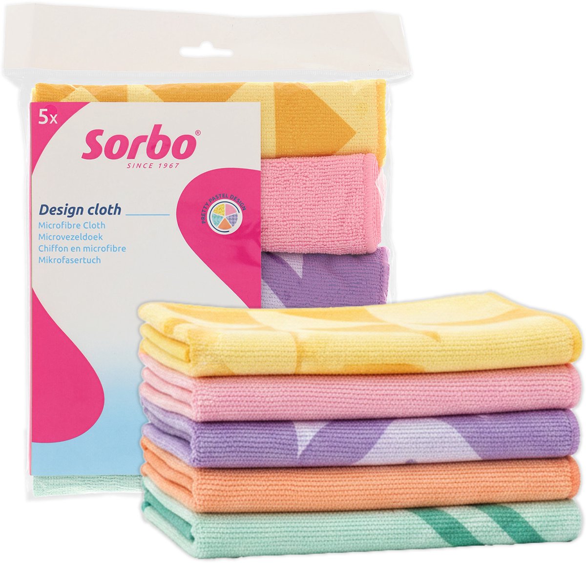 Sorbo Mikrofasertuch Pastelldrucke 5 Stk