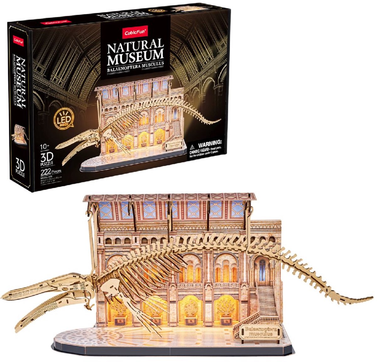Kubischer Spaß - 3D-Puzzle - Holz - Blauwal mit LED