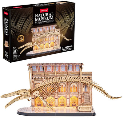 Kubischer Spaß - 3D-Puzzle - Holz - Blauwal mit LED