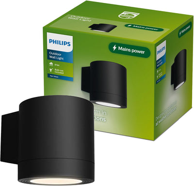 Philips LED Philips Fylx Wandleuchte – Außenbeleuchtung – Gu10-Fassung – Wetterfest: IP44 – Schwarz – modernes Design