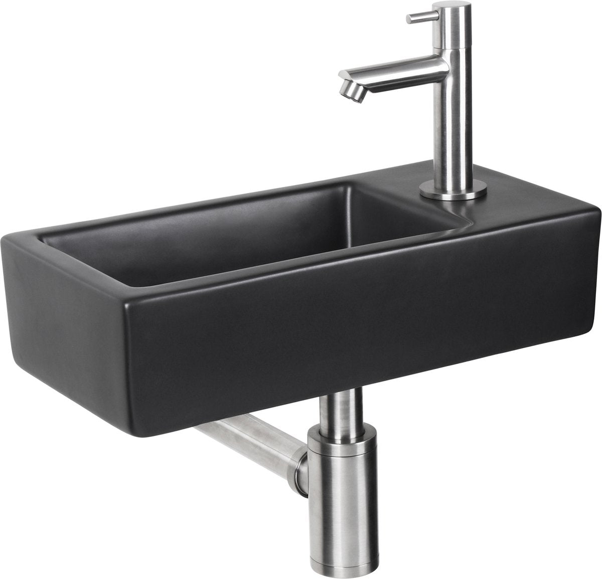 Differnz Hator-Brunnenset - 9x37,5x18,5cm - Rechteck - 1 Hahnloch - Schwarz