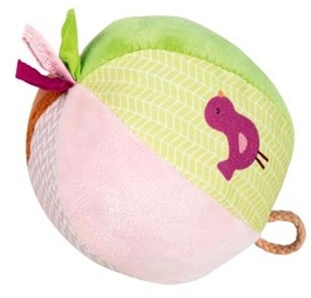 Goki weicher Ball mit einem glocken rosa Grün