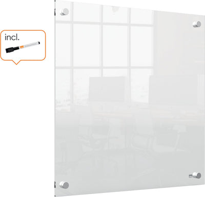 Nobo tragbares, wandmontiertes Mini-Whiteboard – 450 x 450 Millimeter – inklusive Marker – transparentes Acryl