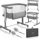 Lionelo Aurora 3in1 Beistellbett – Babybett bis 9 kg – Mitwachsbett – 4 Rollen mit Bremse – Campingbett – höhenverstellbar – atmungsaktives Netz – inklusive Matratzen-Transporttasche – abnehmbarer Bezug