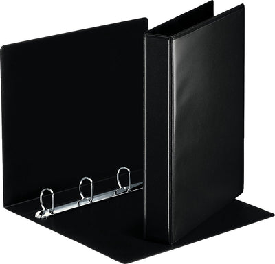 Robuster Esselte Essentials Panorama-Ringordner mit 4 Ringen und 2 Taschen – Rückenbreite 51 mm – Schwarz
