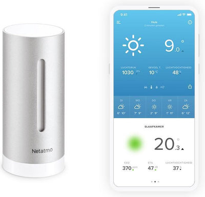 Netatmo zusätzliches intelligentes Innenmodul-Wetterstation – CO2-Messgerät – Hygrometer – funktioniert mit Google Home, Alexa Apple Home Kit