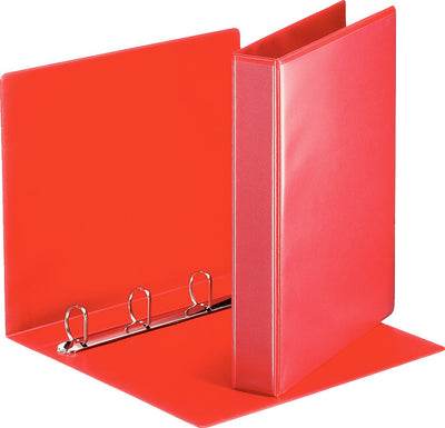 Esselte Essentials Panorama-Ringordner A4 – 4-Ring – Ringordner mit 2 Taschen – Rückenbreite 51 mm – rot
