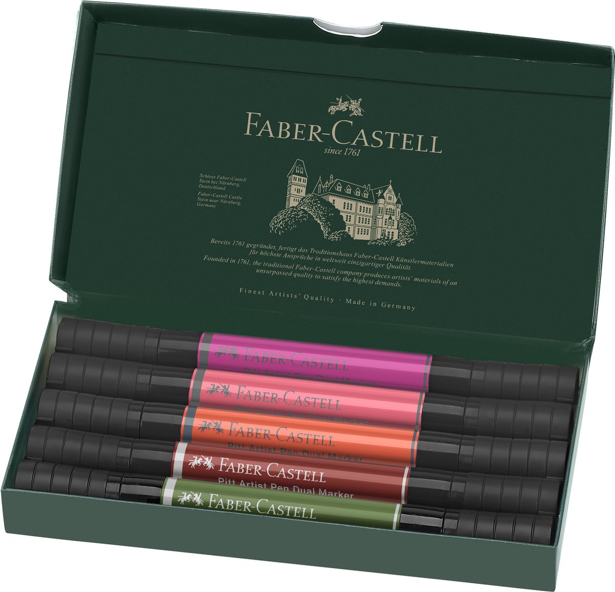 Faber-Castell Zeichenmarker – Pitt Artist Pen – Duo Marker – Blumen – Etui 5 Stück – FC-162007