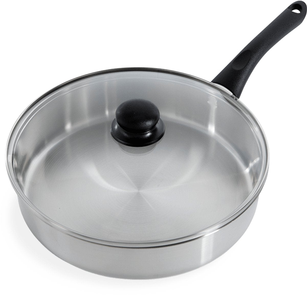 BK Bold Bratpfanne 28cm mit Deckel – 3,8l – ohne PFAS-freie Antihaftbeschichtung – Bratpfanne Induktion – Bratpfanne Edelstahl – ofenfest bis 160° – Kühlgriff – mit Glasdeckel – Silber