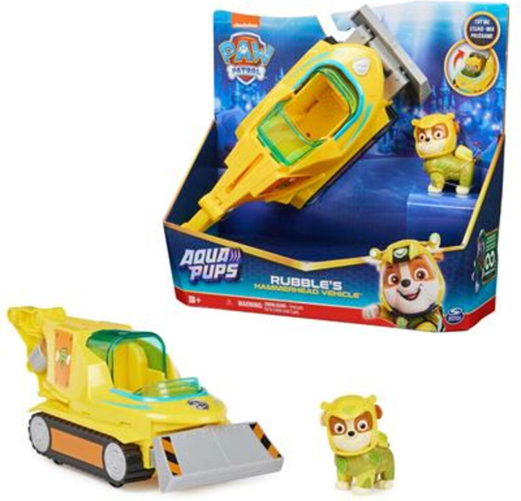 Paw Patrol Aqua Pups – Verwandelbares Hammerhai-Fahrzeug mit Schutt-Spielfigur