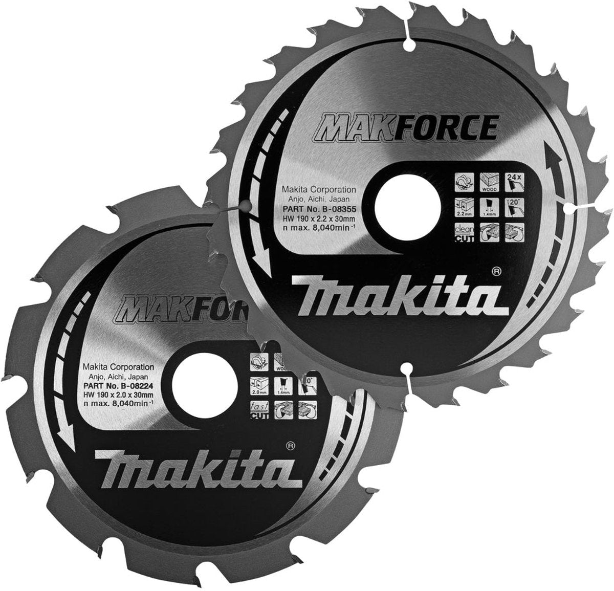 Makita Zubehör Kreissägeblatt | Holz | Doppelpack | 190 mm 12 24 t – b-49367