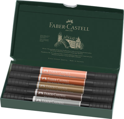 Faber-Castell Pitt Artist Pen Zeichenmarker – Doppelmarker – Etui 5 Stück Hochformat – FC-162009