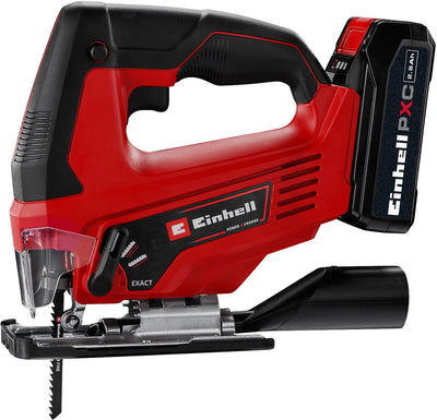 Einhell Akku-Stichsäge TC-JS 18 70 Li Kit – Power X-Change – 18 V Li-Ion – Hubhöhe: 20 mm – Gehrungsschnitte: max. 45° - inkl. 1 Sägeblatt - inkl. 2,5 Ah Akku und 1x Ladegerät