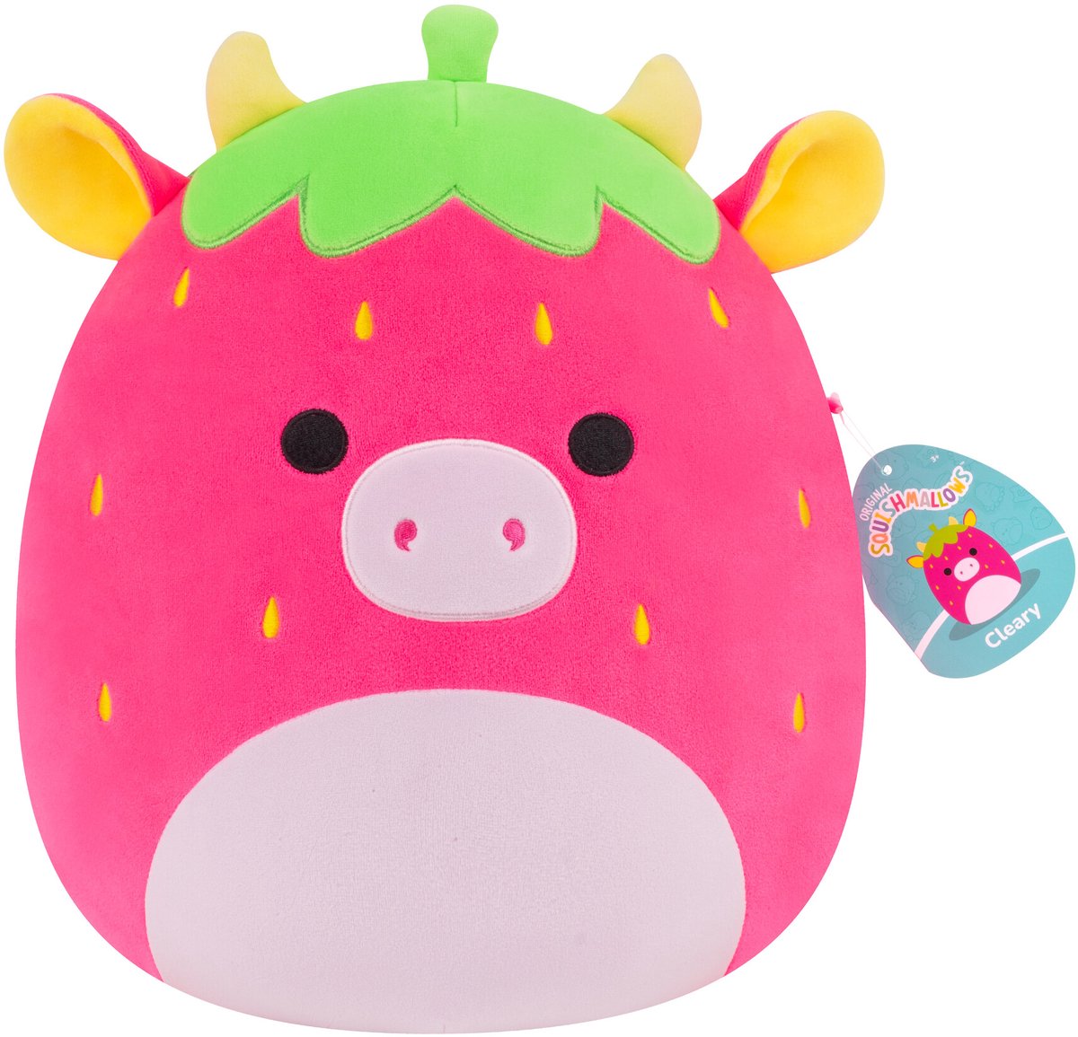 Squishmallows 30 cm klar – pinkfarbene Erdbeerkuh