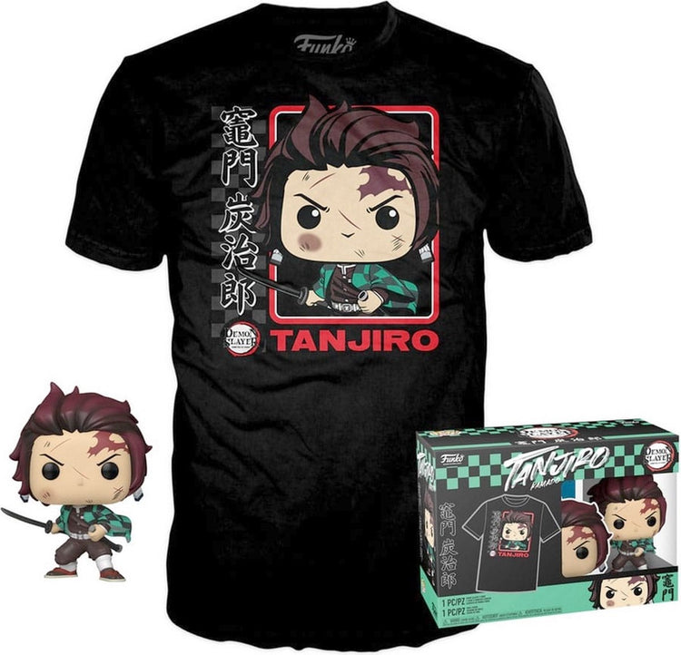Funko Demon Slayer: Kimetsu no Yaiba – Pop! Tee Box Tanjiro Sammelfiguren-T-Shirt-Set – XL – Schwarz