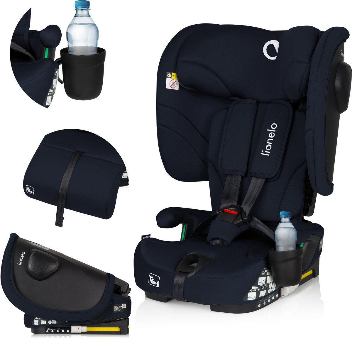 Lionelo Nelly i-Size-Autositz – faltbar – 76–150 cm – Isofix-Top-Tether – 4-Positionen-Rückenlehne – Sips-Seitenschutz – tragbar kompakt – 15-Positionen-Kopfstütze – reduzierender Beinkisseneinsatz – Getränkehalter – ECE R129 03 – Gruppe 0+