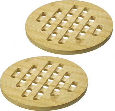 Westmark coasters tapas + friends – round coasters to protect the table against scratches and burns, ideal for the dining table – bamboo, 20cm, 2 pieces