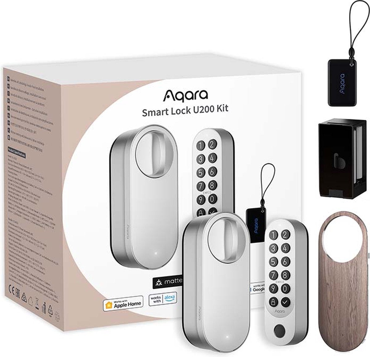 Aqara Smart Lock U200 Kit – Silber – Intelligentes Türschloss – Fingerabdruck-PIN-Code – Apple Home-Schlüssel – Bluetooth-Funktion