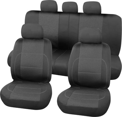 Carpoint Sitzbezug-Set Paris 9-teilig – Schwarz Grau – Universal – Waschbar – Seitenairbag geeignet – Komplettset