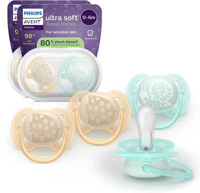 Philips Avent Ultra Soft – superweicher Silikonschnuller (0–6 Monate) – für empfindliche Haut – 4 Stück – scf091 49
