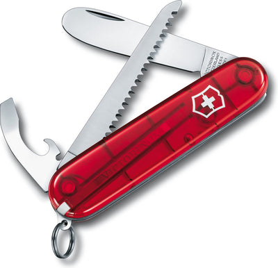 Victorinox mein erstes Kindertaschenmesser - 9 Funktionen - transparent rot - inklusive Umhängekordel