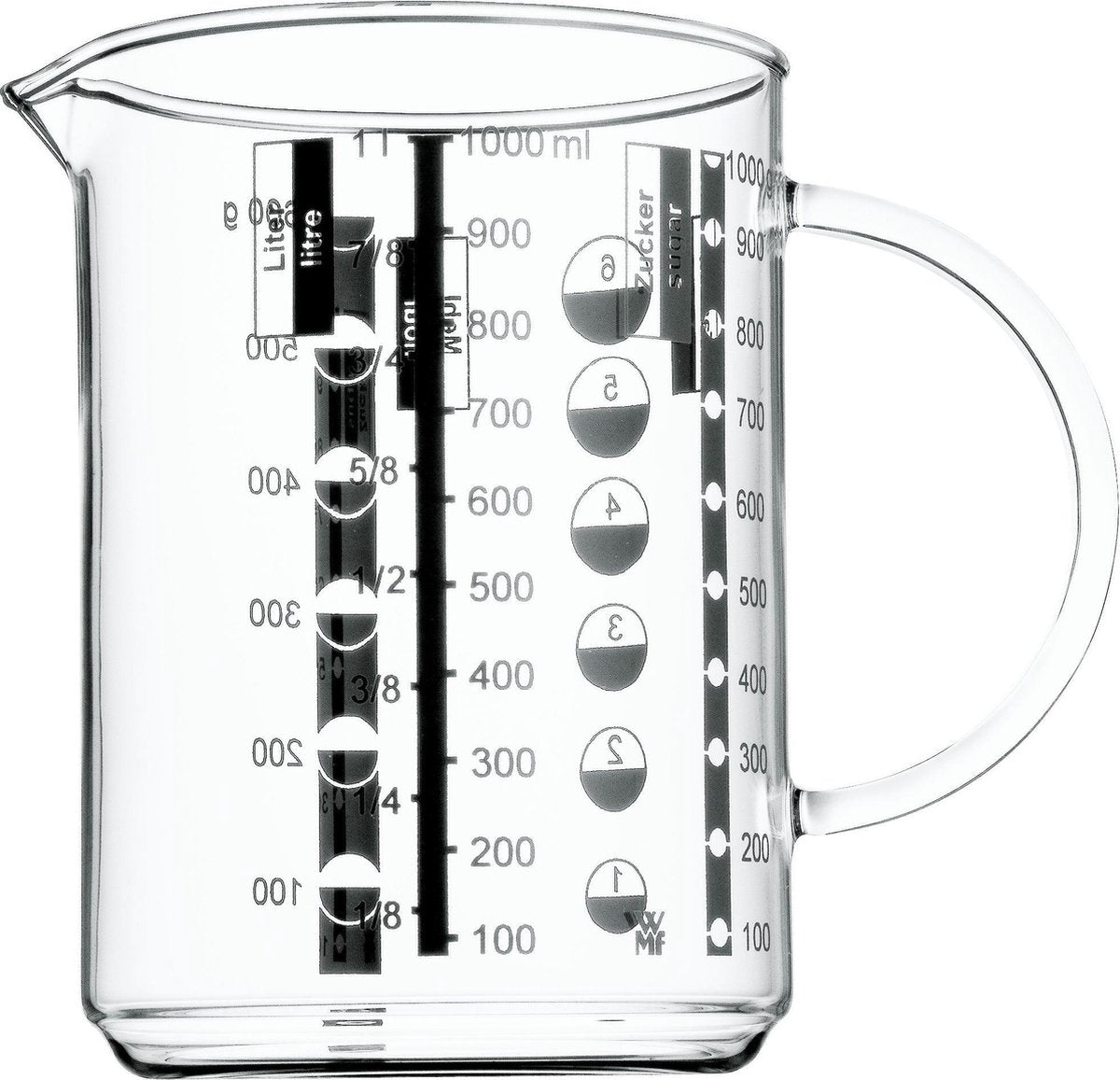 WMF Gourmet-Messbecher - 1l - Glas - hitzebeständig - mit Skala