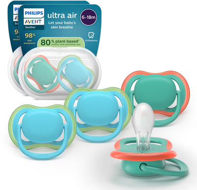 Philips Avent Ultra Air – atmungsaktiver und leichter Schnuller (6–18 Monate) – 4 Stück – scf087 24