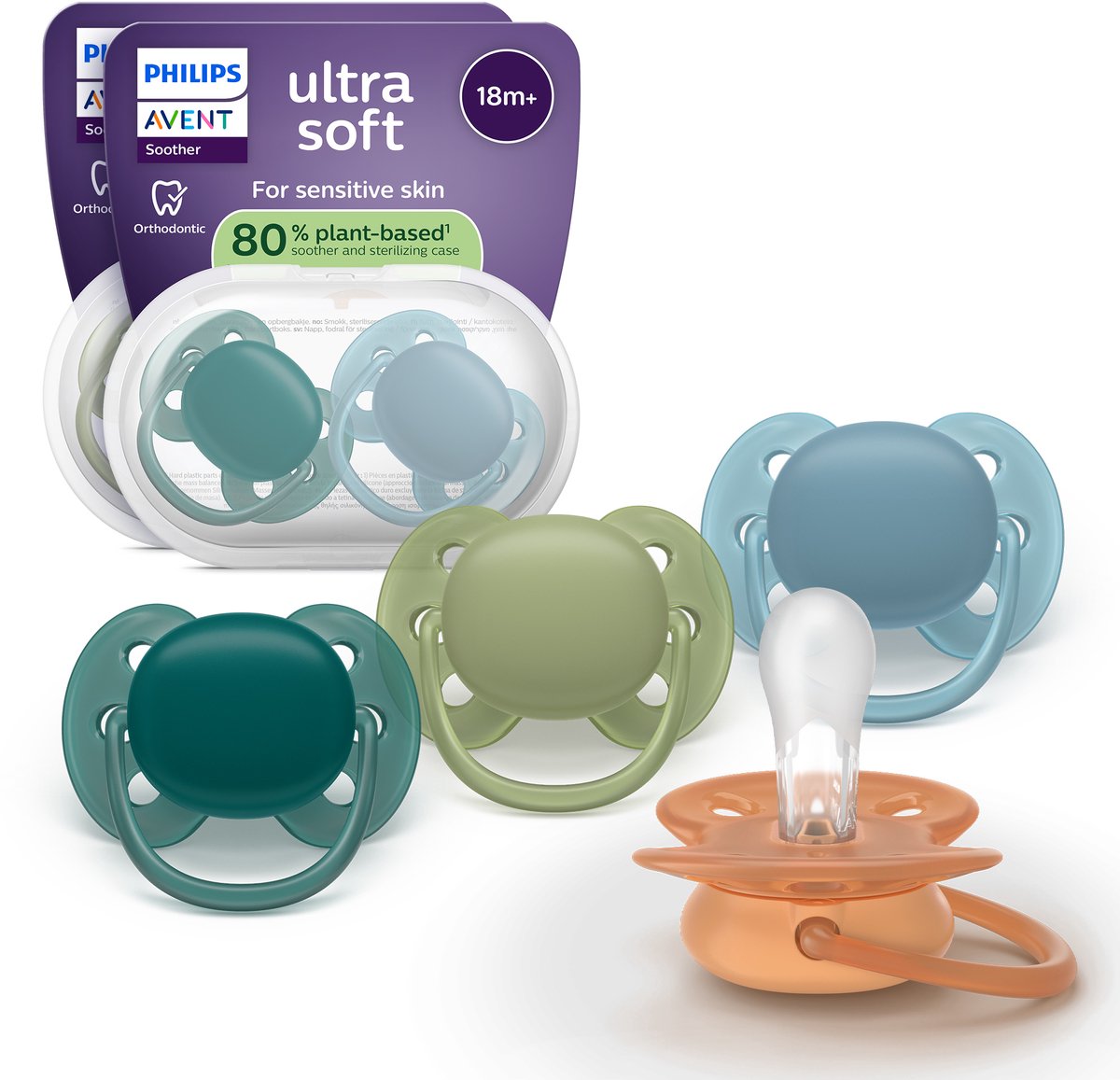 Philips Avent Ultra Soft – superweicher Silikonschnuller (ab 18 Monaten) – für empfindliche Haut – 4 Stück – scf093 08